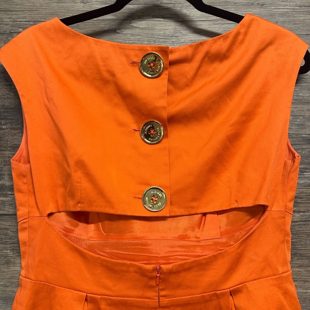Michael Kors Orange Sheath Dress Knee-Length Sleeveless Cocktail - Picture 3 of 5